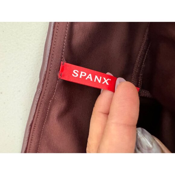 Spanx Shape faux leather patent leather legging high waist color ruby sz M - Picture 9 of 11